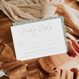Modern Minimalist Botanical Sage Green Meal Choice RSVP Card