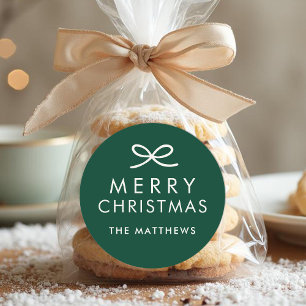 Modern Minimalist Bow Custom Color Christmas Classic Round Sticker