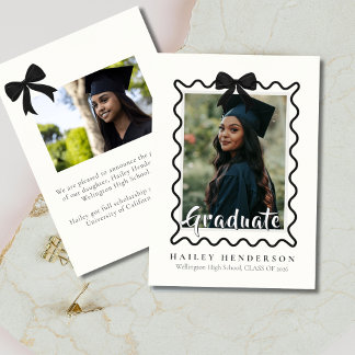 Modern Minimalist Bow Frame Graduation Photo Announcement