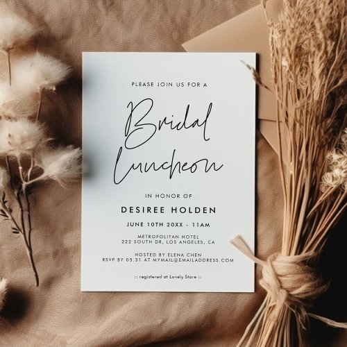 Modern minimalist Bridal luncheon Invitation