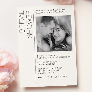Modern Minimalist Bridal Shower B&W Photo Invitation