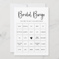 Modern Minimalist Bridal Shower Bingo Game Card