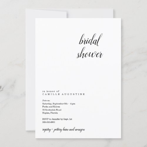 Modern & Minimalist Bridal Shower Invitation - A modern and minimalist design for your Bridal Shower invitations.