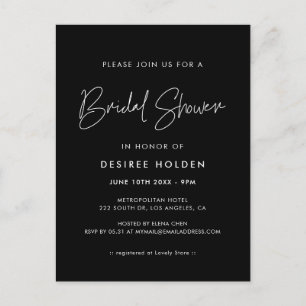 Modern minimalist bridal shower invitation postcard