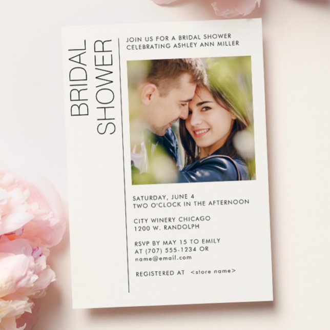 Modern Minimalist Bridal Shower Photo Invitation (Creator Uploaded)