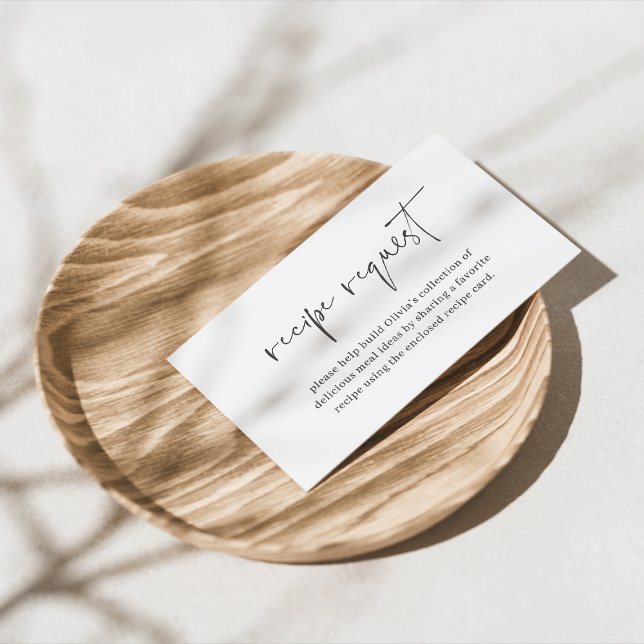 Modern Minimalist Bridal Shower Recipe Request Enclosure Card (Creator Uploaded)