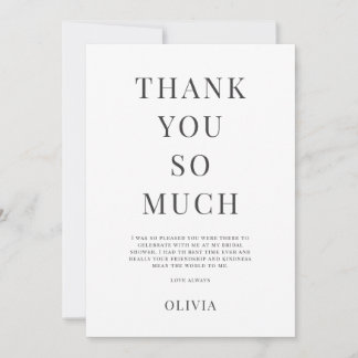 Modern Minimalist Bridal Shower Thank You Card