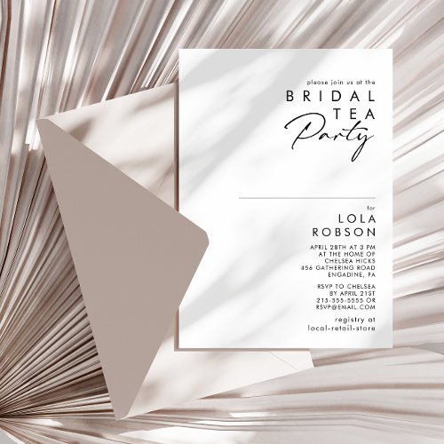 Modern Minimalist Bridal Tea Party Invitation