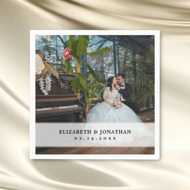 Modern Minimalist Bride and Groom Photo Wedding Napkins (Creator Uploaded)