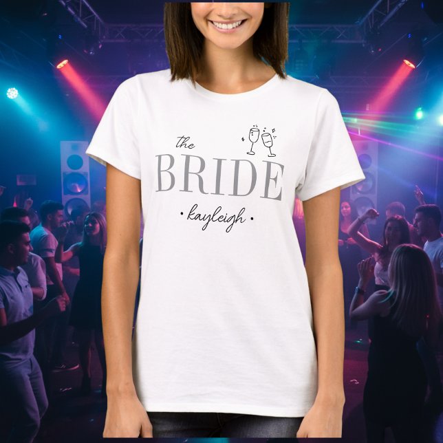 Modern Minimalist Bride Script Bachelorette T-Shirt (Modern Minimalist Bride Script Bachelorette T-Shirt)