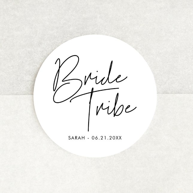 Modern minimalist Bride tribe Classic Round Sticker (Creator Uploaded)