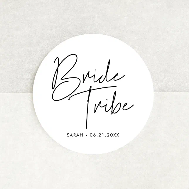 Bride Round Sticker Modern minimalist Bride tribe Classic Round Sticker | Zazzle