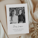 Modern Minimalist Bridesmaid Photo Thank You Card<br><div class="desc">This modern minimalist bridesmaid photo thank you card is the perfect way to show your appreciation for your best friends who stood by your side. Featuring a sleek, black and white photo placeholder and a chic hand-lettered script, this design is for the bride who values timeless, editorial aesthetics. Please visit...</div>
