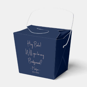 Modern Minimalist Bridesmaid Proposal Script Navy  Favor Boxes