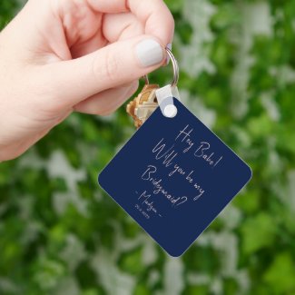 Modern Minimalist Bridesmaid Proposal Script Navy