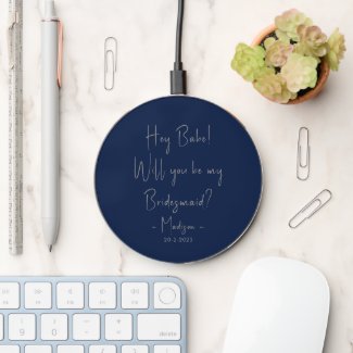Modern Minimalist Bridesmaid Proposal Script Navy