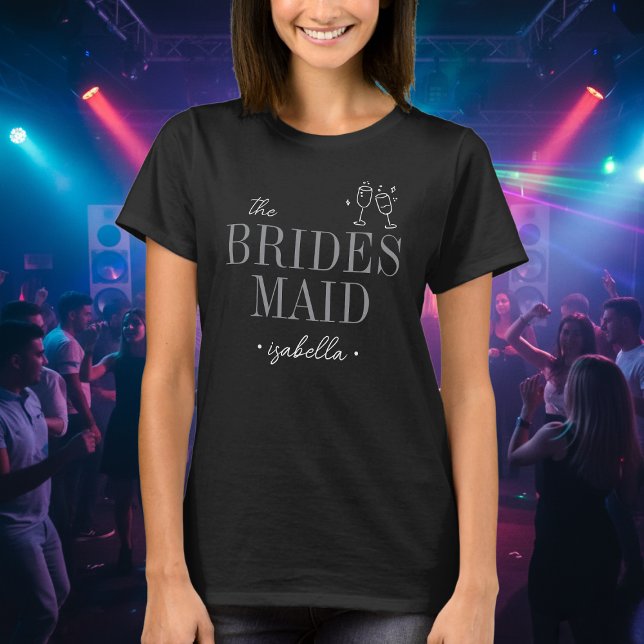 Modern Minimalist Bridesmaid Script Bachelorette T-Shirt (Creator Uploaded)