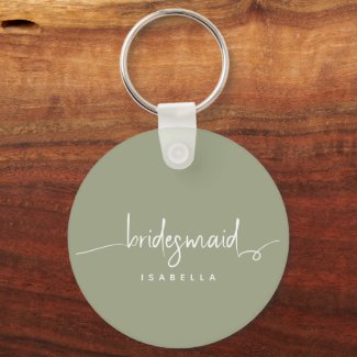 Modern Minimalist Bridesmaid Script Sage Green