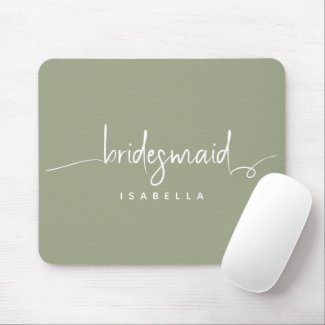 Modern Minimalist Bridesmaid Script Sage Green