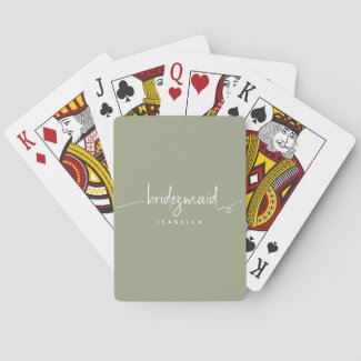 Modern Minimalist Bridesmaid Script Sage Green