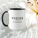 Modern Minimalist | Bridesmaid Wedding Mug<br><div class="desc">Create your own bridesmaid mugs. A simple and modern design in black and white color featuring handwritten calligraphy and playful informal typography for a minimalist,  bold and cool look. Any font,  any color,  no minimum.</div>