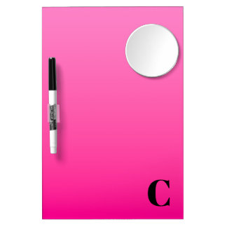Modern Minimalist Bright Pink Ombre Monogrammed Dry Erase Board With Mirror