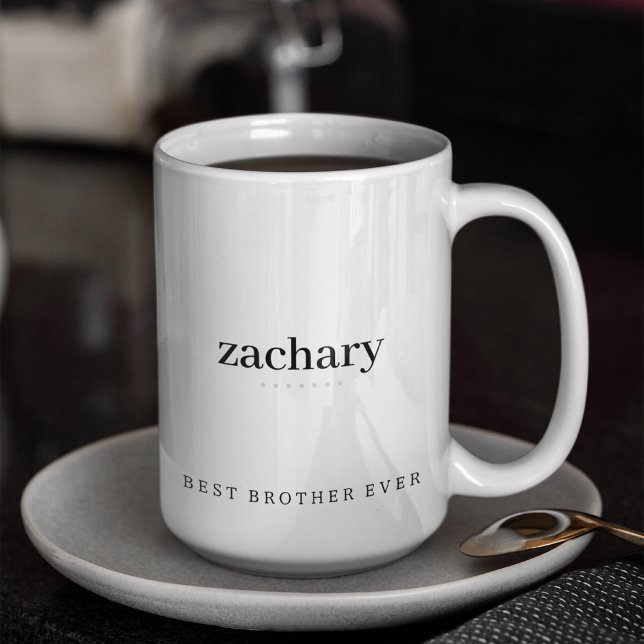 Modern Minimalist Brother Ever Personalized Two- Two-Tone Coffee Mug (Creator Uploaded)