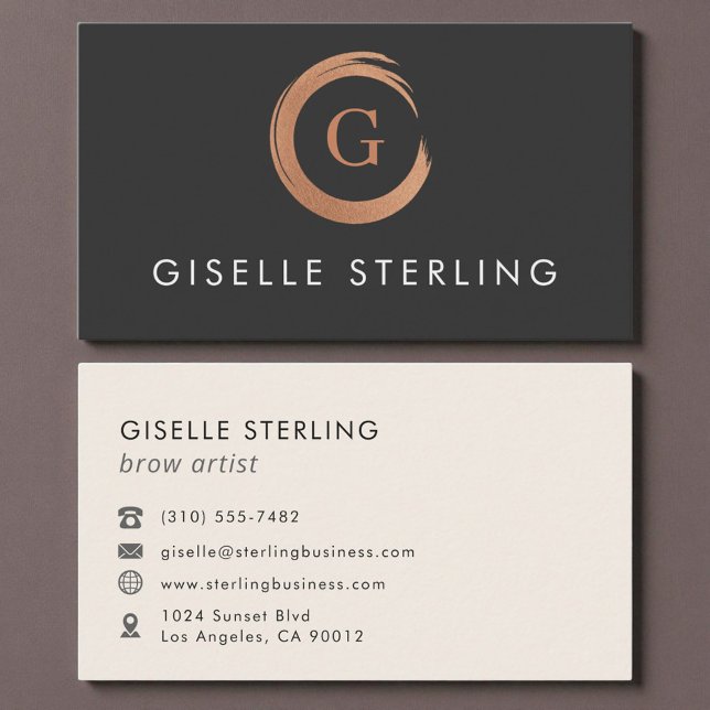 Modern Minimalist Brow Artist Rose Gold Business Card (Creator Uploaded)