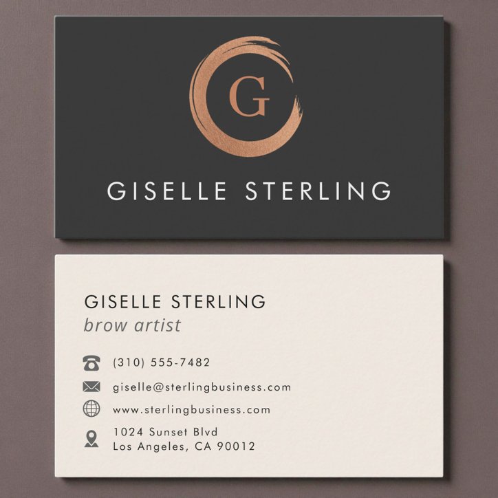 Modern Minimalist Brow Artist Rose Gold Business Card