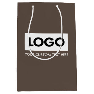 Modern Minimalist Brown Business Logo Medium Gift Bag