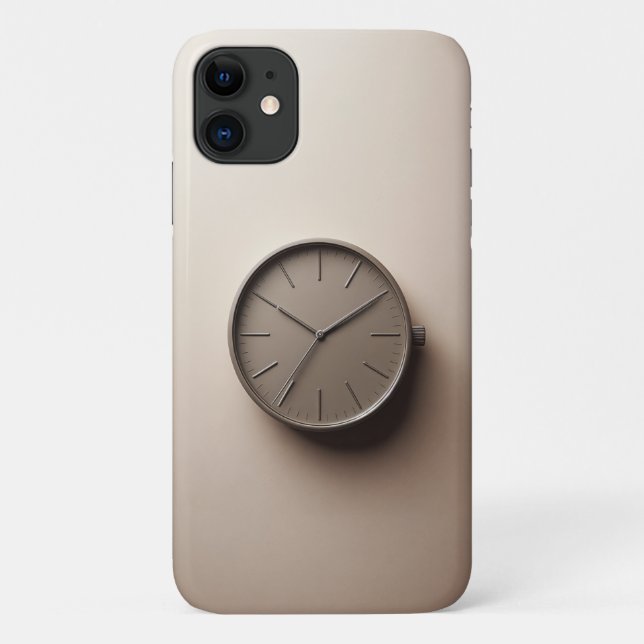 Modern Minimalist Brown Clock - Sleek Aesthetic De Case-Mate iPhone Case (Back)