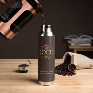 Modern Minimalist Brown Company Business Logo Water Bottle