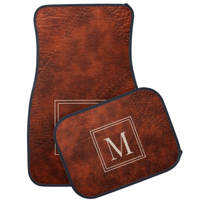 Modern Minimalist Brown Monogram Car Floor Mat (Set)