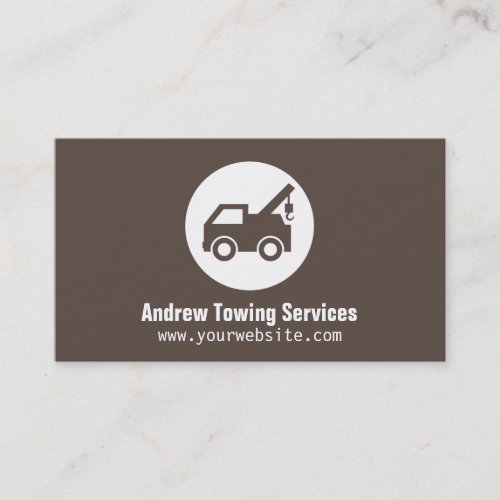 Modern Minimalist Brown Truck Towing Services Business Card
