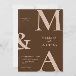 Modern Minimalist Brown Wedding Invitation