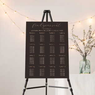 Modern Minimalist Brown Wedding Seating Chart Foam Board