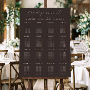 Modern Minimalist Brown Wedding Seating Chart Foam Board