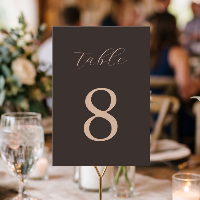 Modern Minimalist Brown Wedding  Table Number (Creator Uploaded)