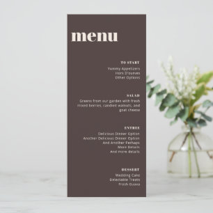 Modern Minimalist Brown Wedding Tall Template Menu