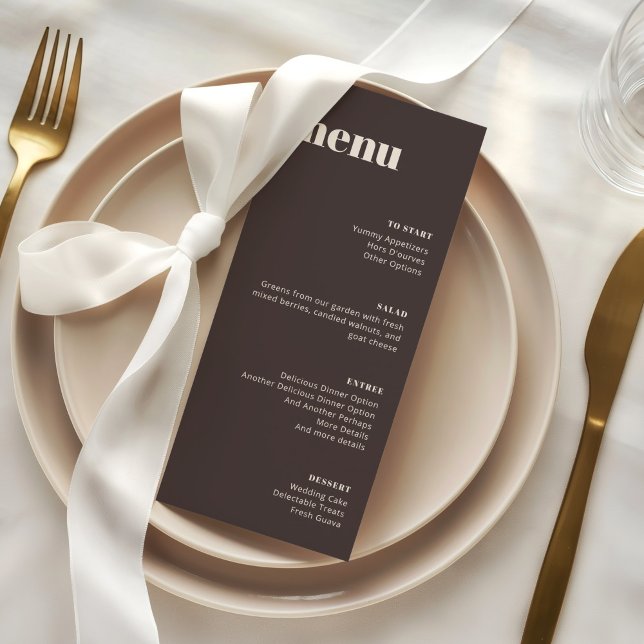 Modern Minimalist Brown Wedding Tall Template Menu (Creator Uploaded)