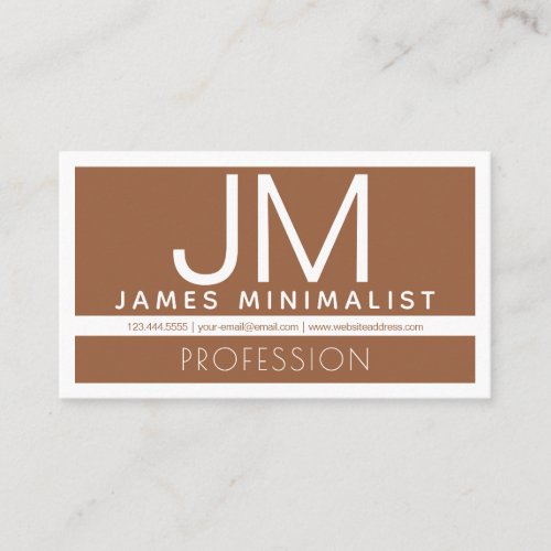 Modern Minimalist  Brown  White Business Card
