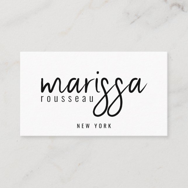 Modern Minimalist Brush Script  Business Card (Front)
