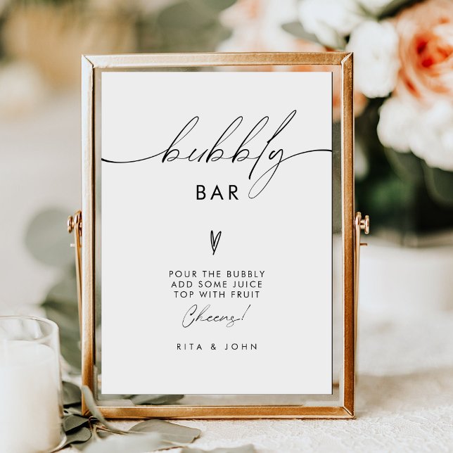 Modern Minimalist Bubbly Bar Wedding Sign (Creator Uploaded)