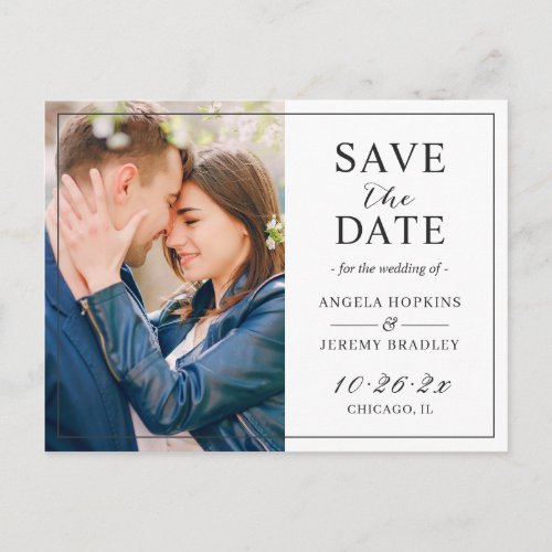 Modern Minimalist Budget Photo Save the Date Postcard