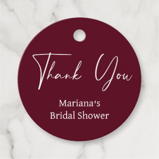 Modern Minimalist Burgundy Bridal Shower Favor Tags