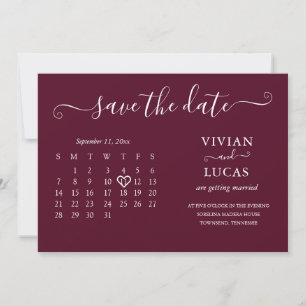Modern Minimalist Burgundy Calendar Budget Invitation