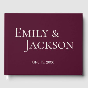 Modern Minimalist Burgundy Cream Wedding Guest Book