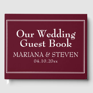 Modern Minimalist Burgundy Guest Book