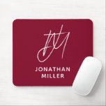 Modern Minimalist Burgundy Monogram Mouse Pad<br><div class="desc">Keep your workspace stylish and functional with this Modern Minimalist Burgundy Monogram Mouse Pad. The sleek design features a customizable monogram on a minimalist olive green background, and the non-slip rubber base ensures a secure grip on any surface. Perfect for both personal and professional use, this mouse pad is a...</div>
