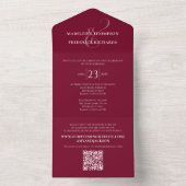 Modern Minimalist Burgundy Photo QR Code Website All In One Invitation (Inside)